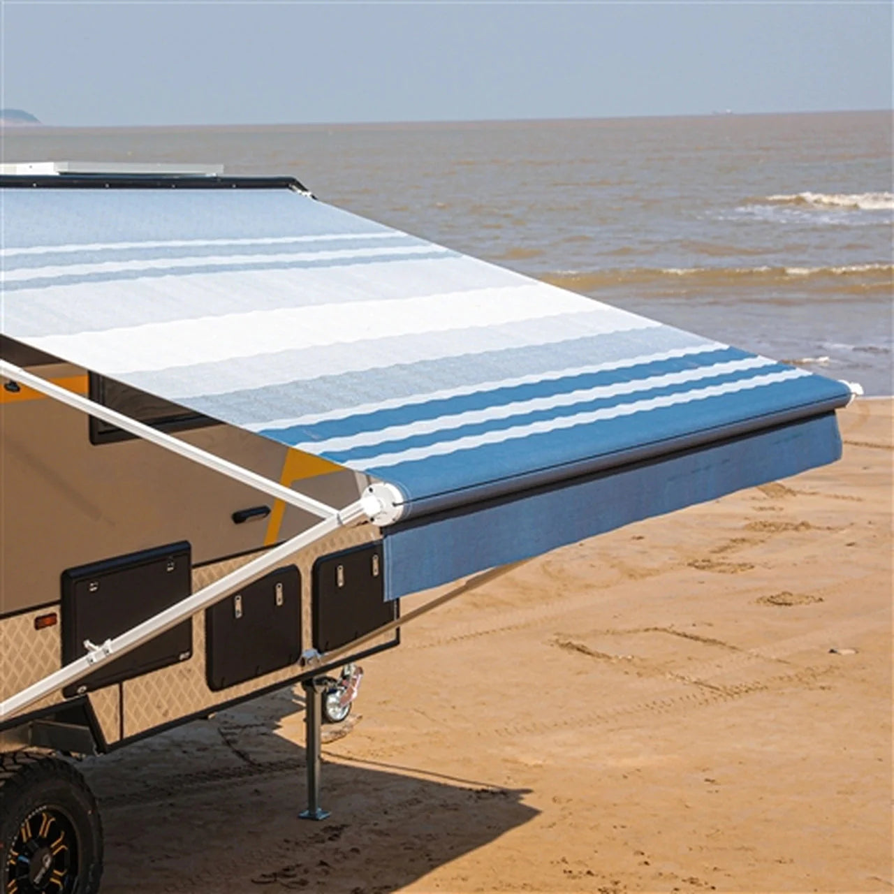 Aleko Retractable RV/Patio Awning - 20 x 8 Feet - Blue Striped