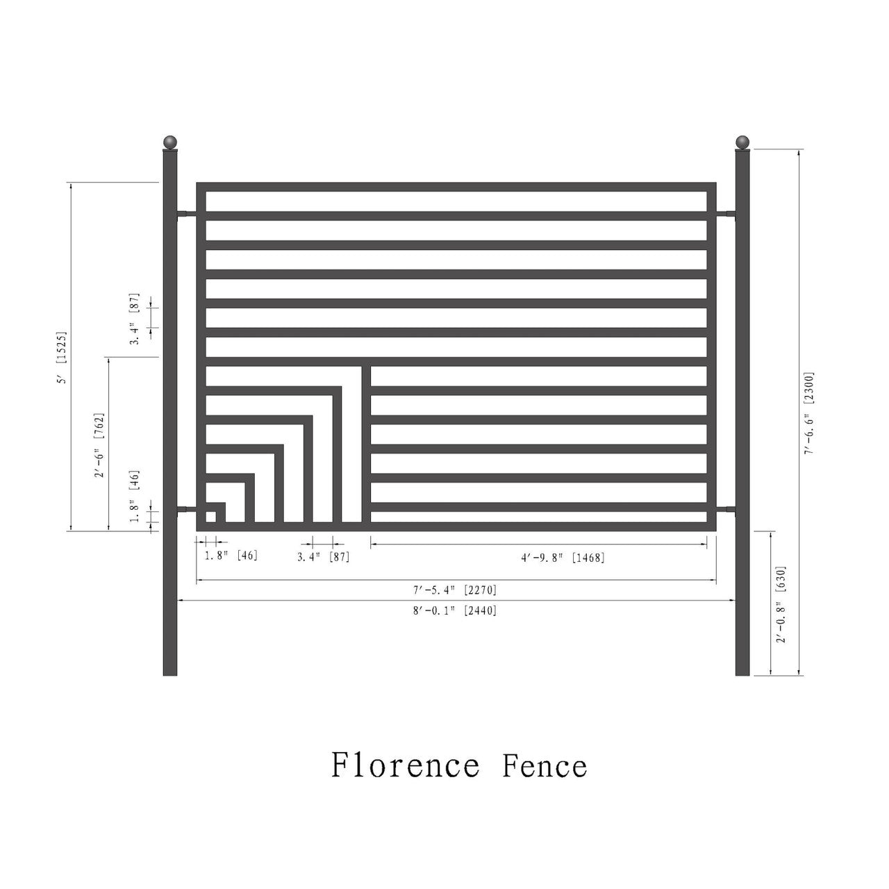 Aleko Steel Fence – Florence Style – 8x5 ft. - FENCEFLOR-AP