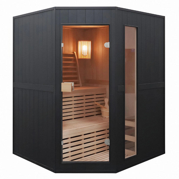 Aleko Viola Canadian Hemlock Traditional Indoor Sauna - 3-4 Person - SHEM4BLACK-AP