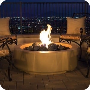 48 Inch Louvre Round Natural Gas Firepit - Black Lava