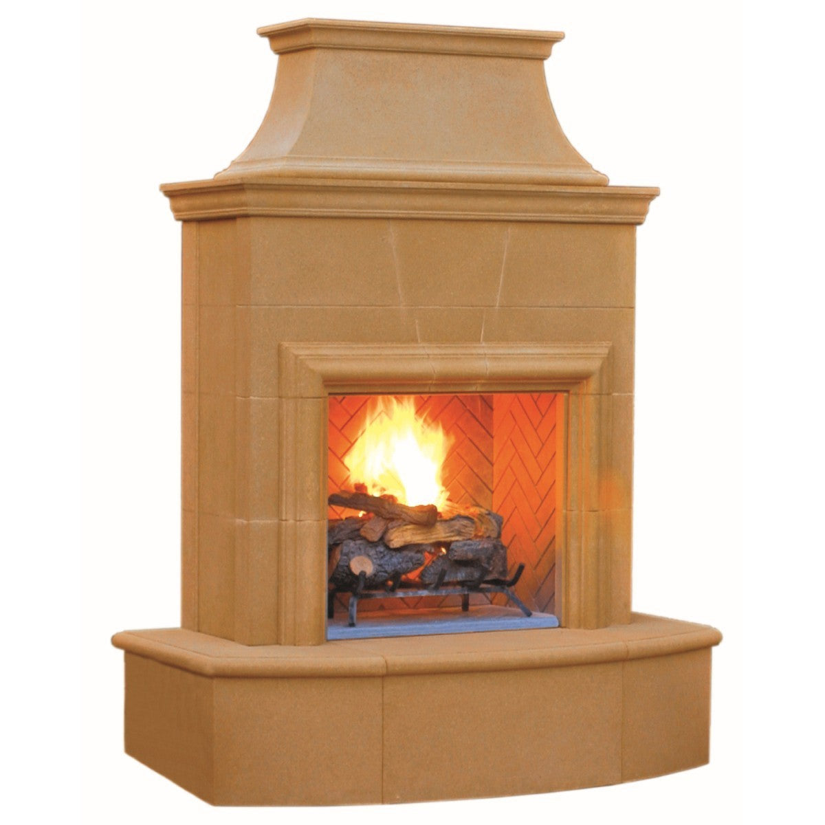 American Fyre Designs 87" Vented Free-Standing Outdoor Phoenix Fireplace with Hearth