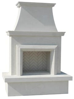 American Fyre Designs 91 Inch Vent-Free Free-Standing Outdoor Contractor's Model with Moulding Fireplace - White Concrete