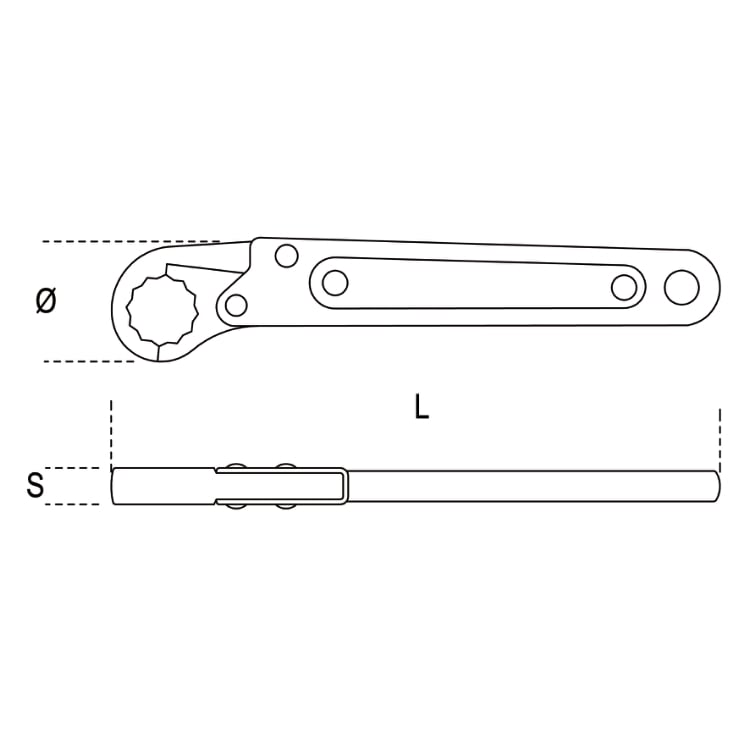 Beta Tools 120 Ratchet Single-Ended Bi-Hex Wrench