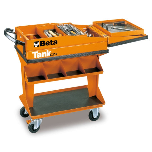 Beta Tools C25 Tank Trolley with Shelf Mobile Tool Cart
