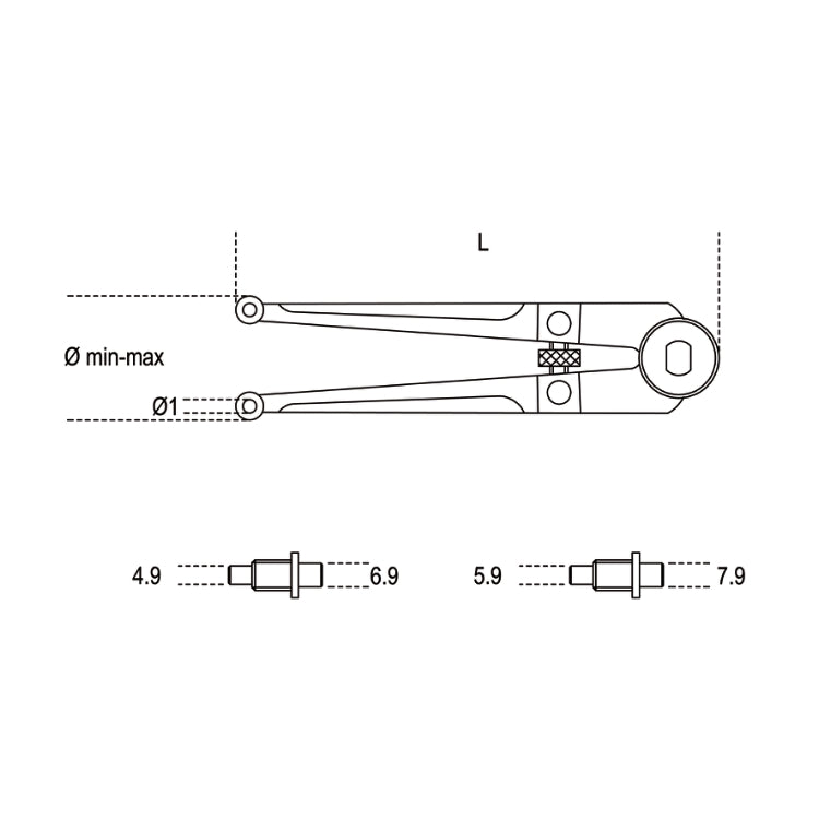 Beta Tools Round Pin Wrench for Ring Nuts Front-Hole