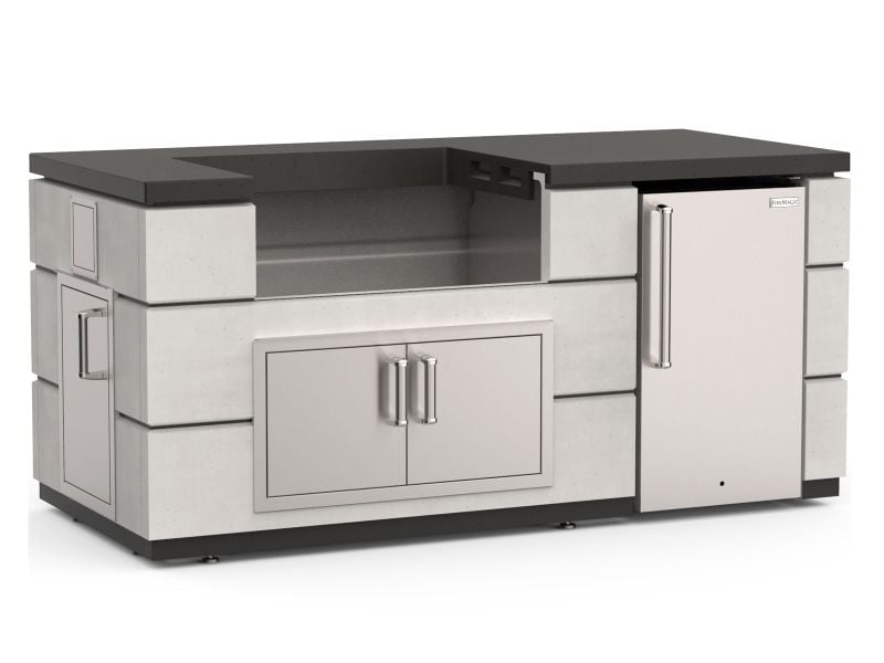 Fire Magic 6.5-Foot Contemporary Pre-Fab Island Bundle White Aspen Countertop