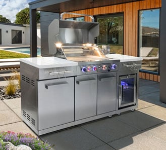 Fire Magic 6 1/2-Foot Reclaimed Wood Prefab Outdoor Kitchen Island Bundle