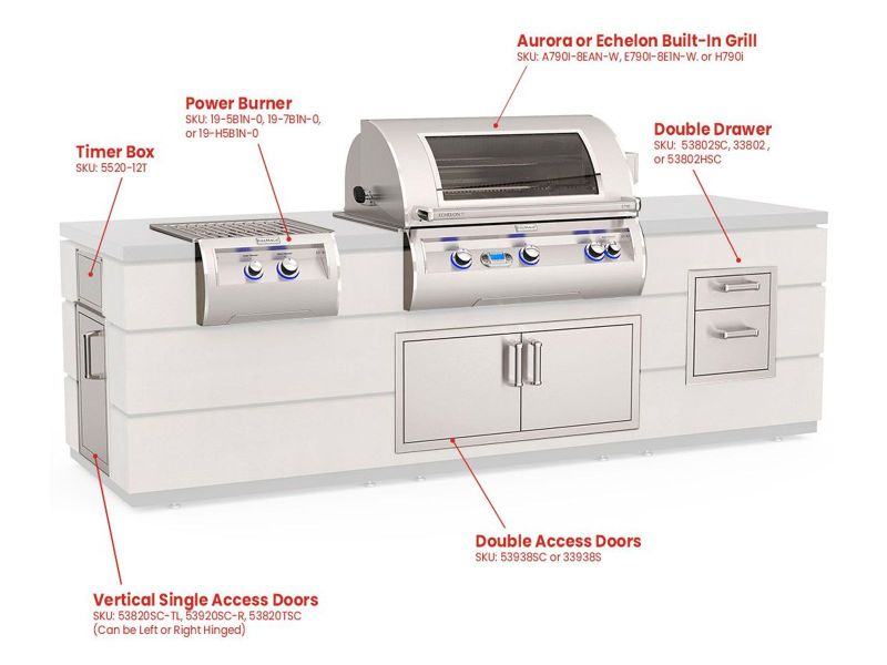 Fire Magic 9-Foot GFRC BBQ Island System with Double Drawers