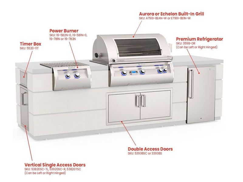 Fire Magic 9-Foot GFRC Pre-Fab Outdoor BBQ Island with Refrigerator