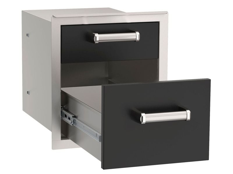 Fire Magic Echelon Flush 14-Inch Black Double Access Drawer With Soft Close