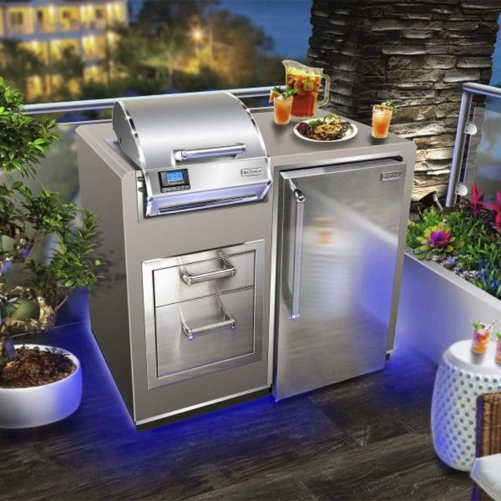 Fire Magic Electric Grill Island Bundle with Refrigerator and Double Drawers