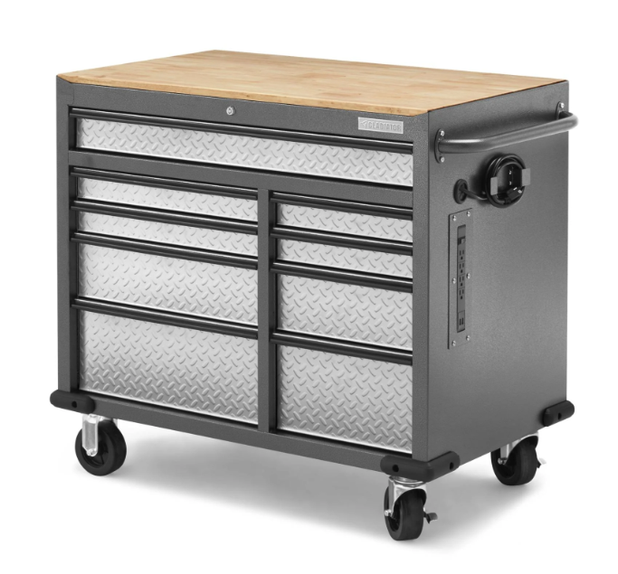 Gladiator 41-Inch 9-Drawer Mobile Tool Workbench with Solid