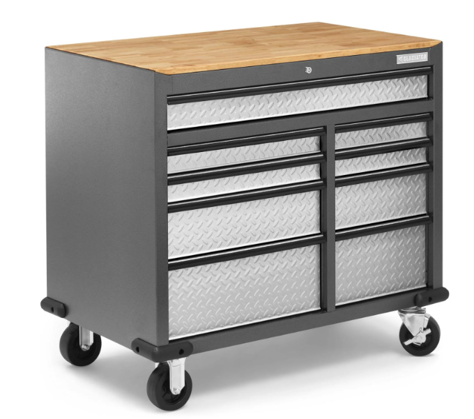 41 Inch Workbench Gladiator 41-Inch 9-Drawer Mobile Tool Workbench with Solid Wood Top ...