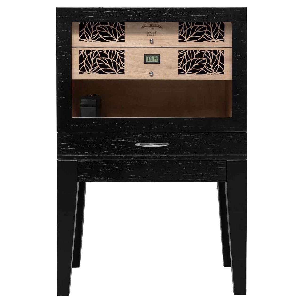 Humidor Supreme Balthazar II Glass Cabinet Humidor End Table Walnut