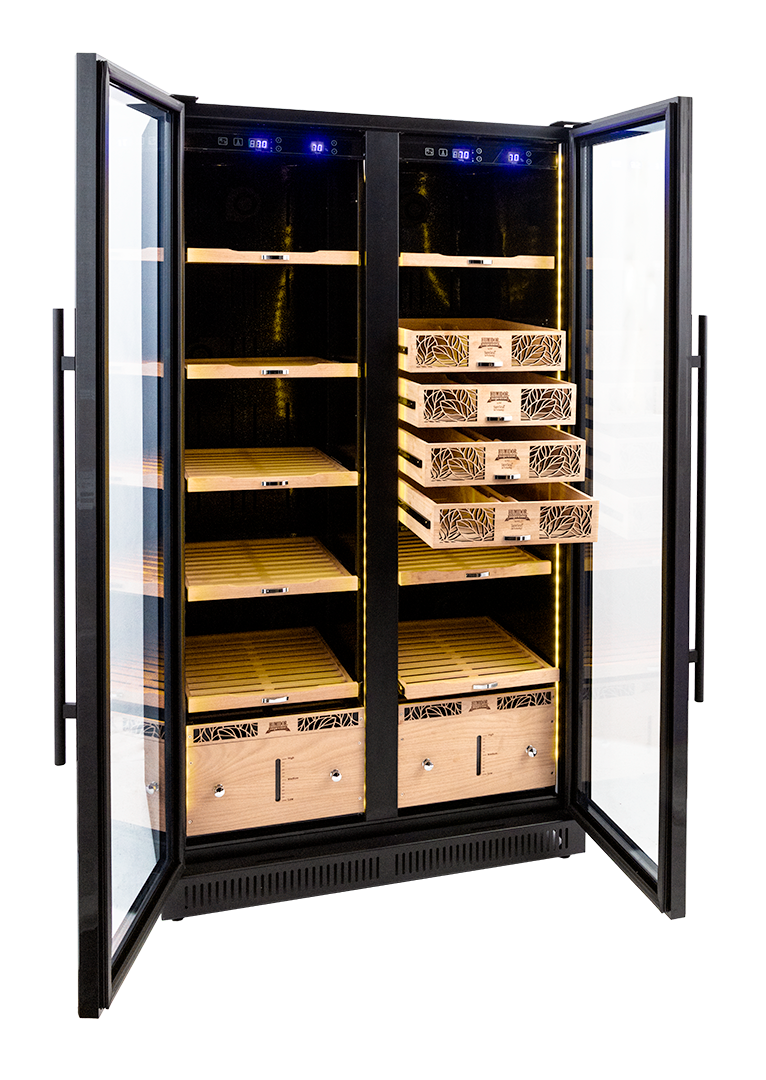 9200 Series Double-Door Electronic Humidor Cabinet Black Finish