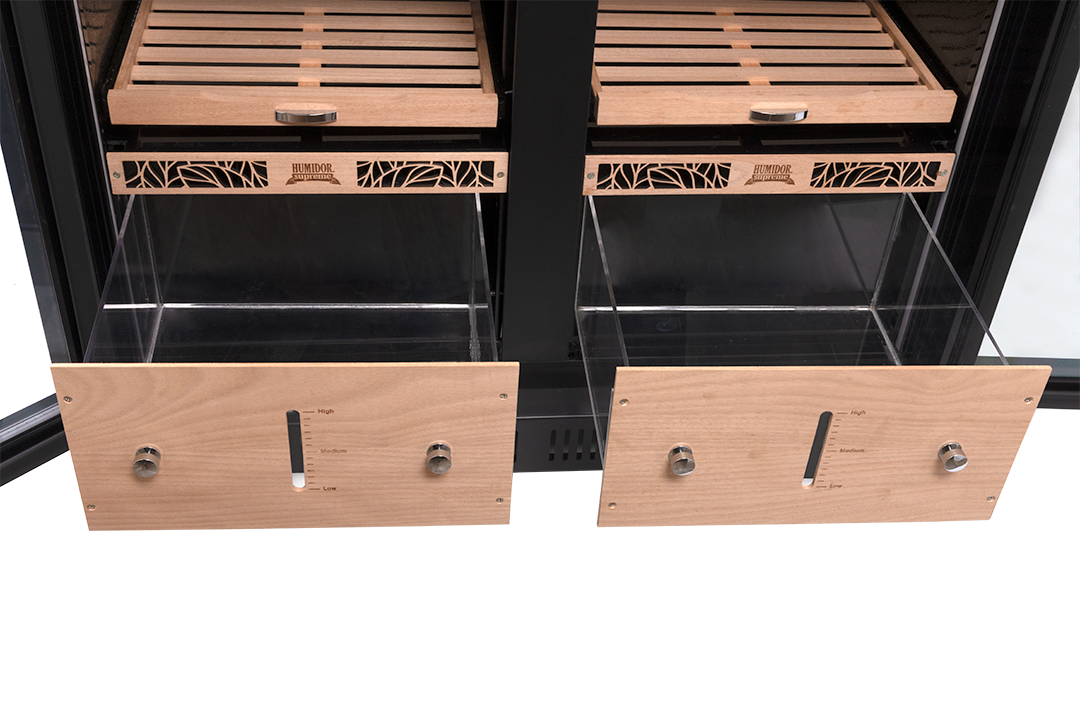 9200 Series Double-Door Electronic Humidor Cabinet Black Finish