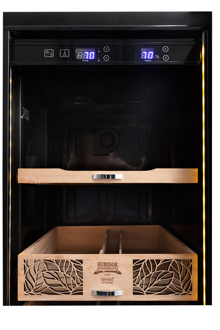 9200 Series Double-Door Electronic Humidor Cabinet Black Finish