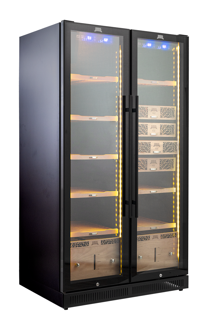 9200 Series Double-Door Electronic Humidor Cabinet Black Finish