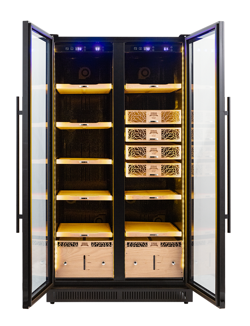 9200 Series Double-Door Electronic Humidor Cabinet Black Finish
