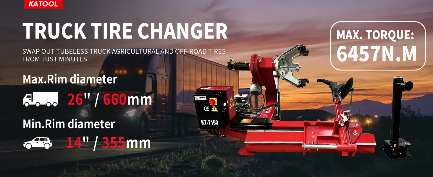 KT-T160 Heavy-Duty Truck Tire Changer Machine for 14-26\" Rims