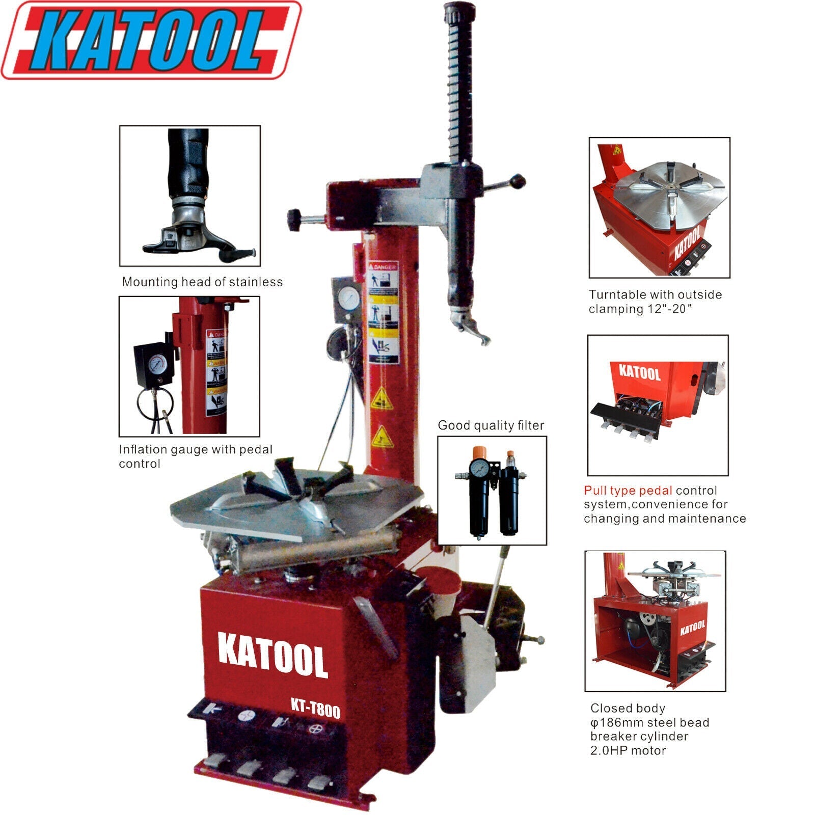 KATOOL KT-T800 Tire Changer and KT-B760 Wheel Balancer Combo