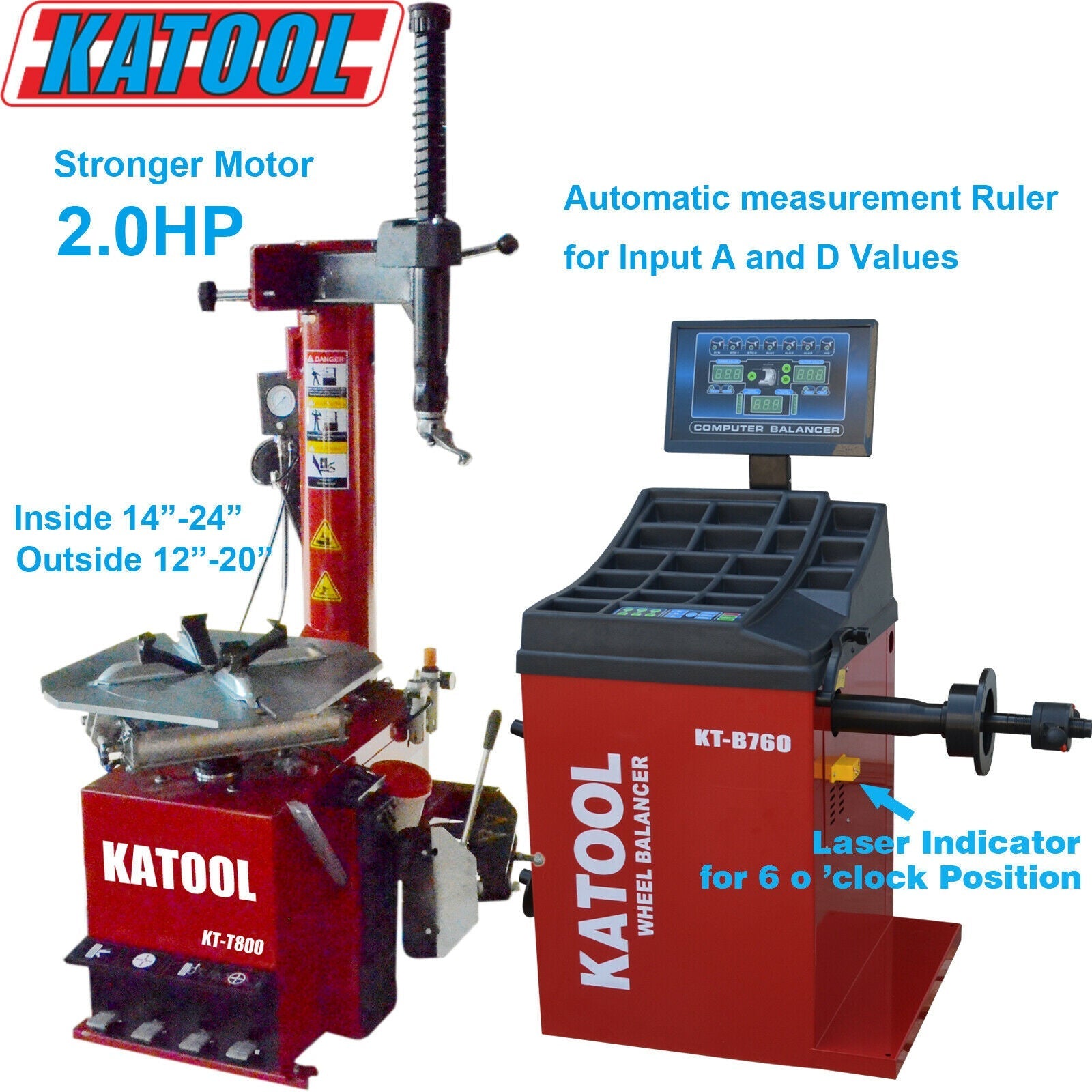 Katool KT-T800 Tire Changer and KT-B760 Wheel Balancer Combo