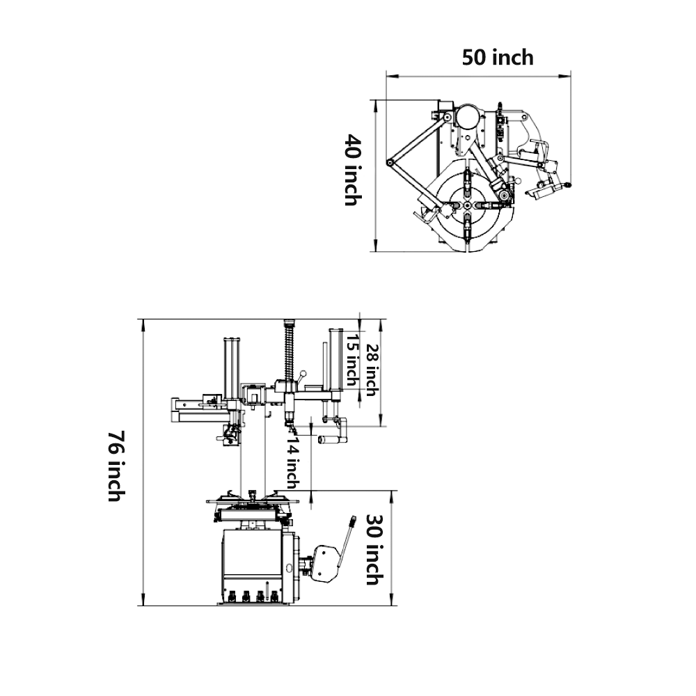 KATOOL KT-T830 Wheel Clamp Tire Changer Machine 41in Capacity