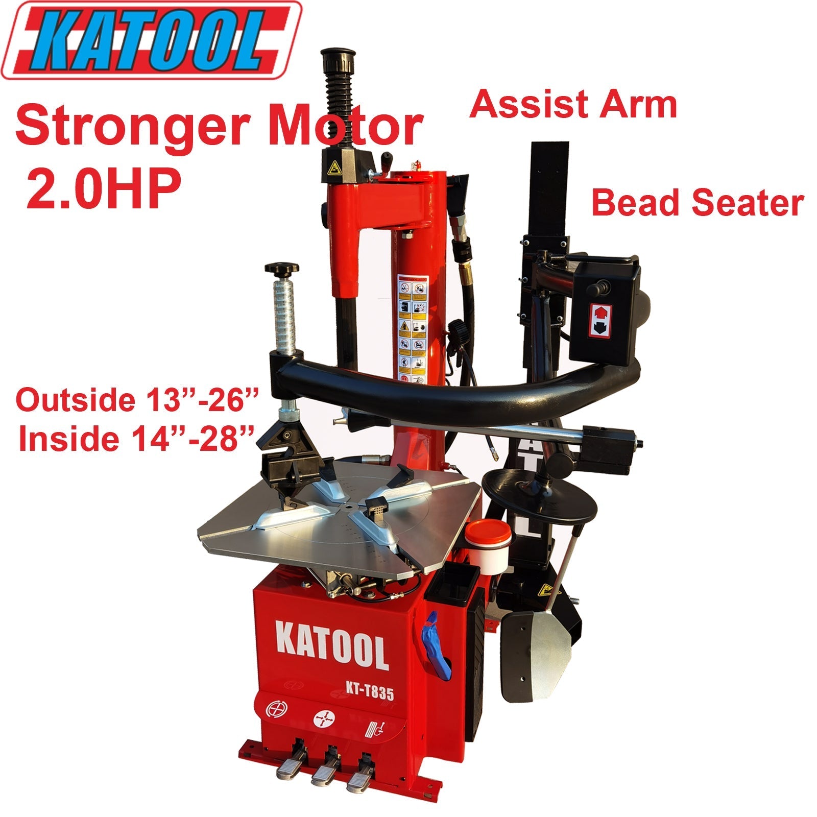 Katool KT-T835 2.0HP Tire Changer Machine with Wheel Clamp Assist
