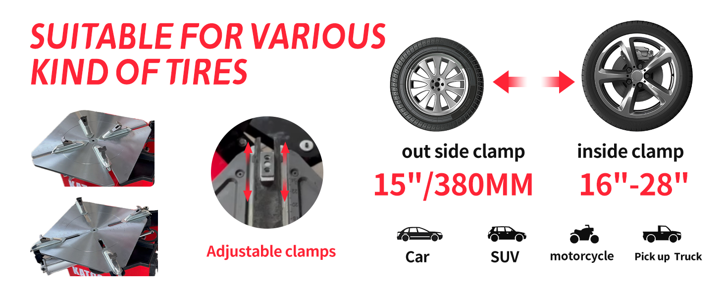 KATOOL KT-T850 Tilt-Arm Wheel Clamp Tire Changer Machine 47-inch Capacity