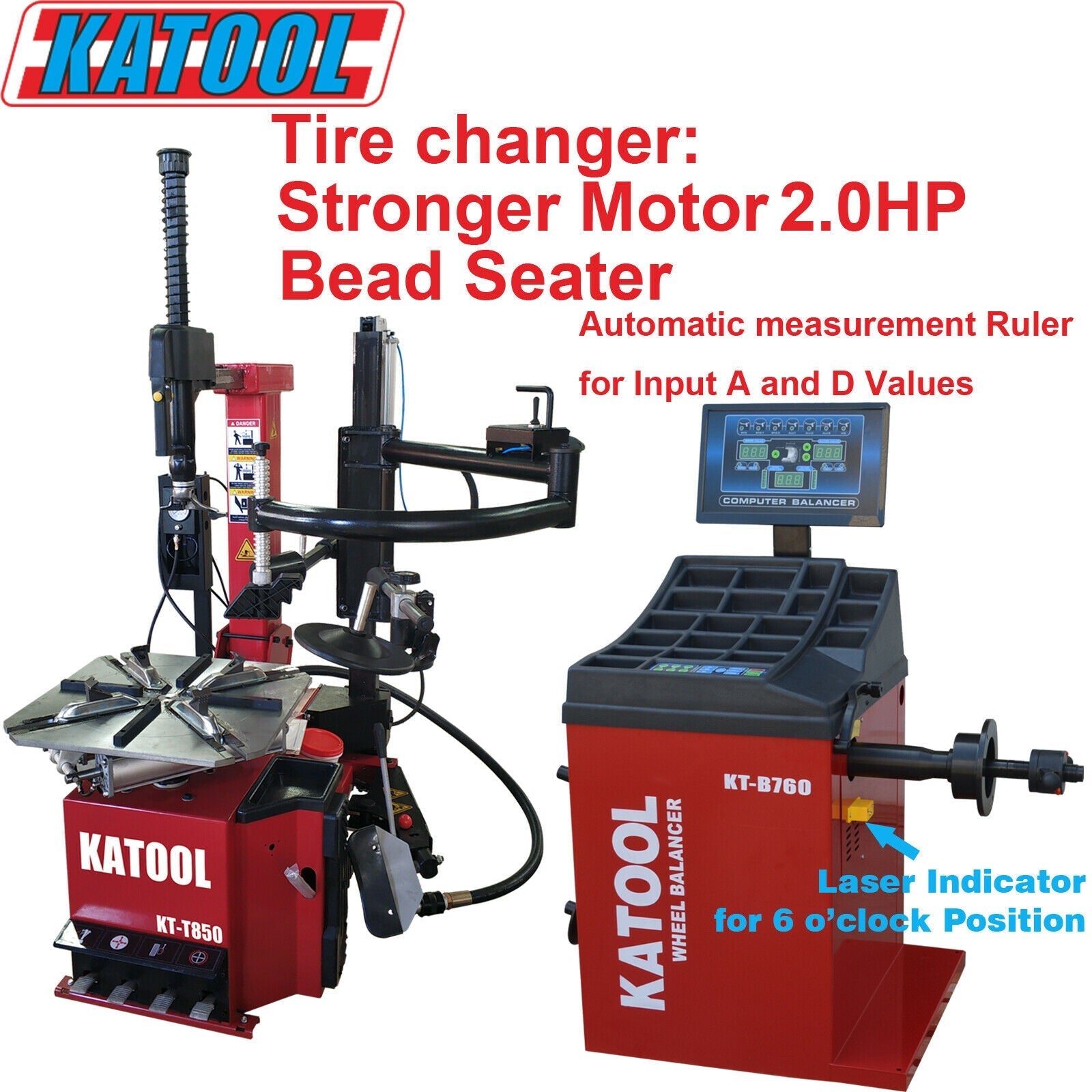 Katool KT-T850 Tire Changer and KT-B760 Wheel Balancer Combo