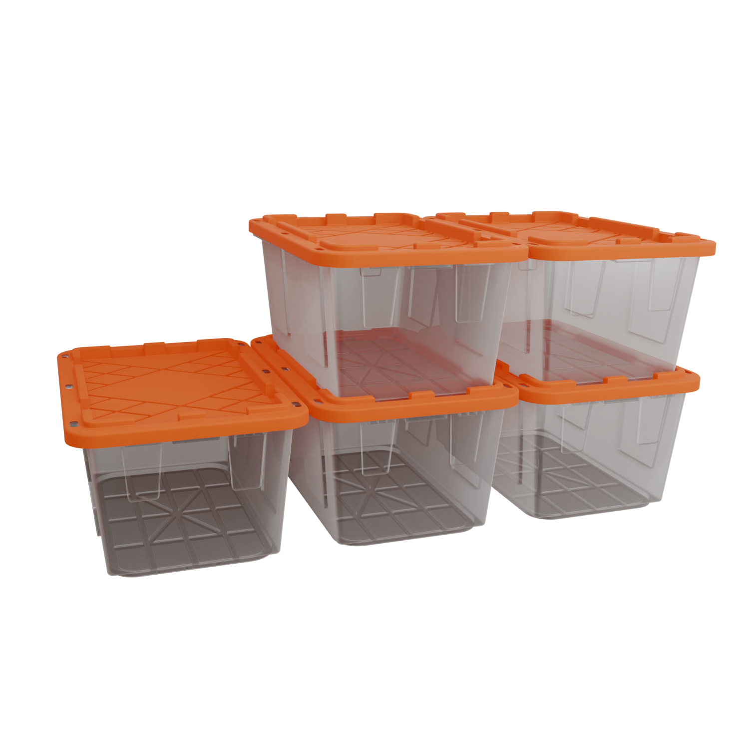 Lockable Storage Bin - 27 Gallon - Set of 5 - Crystal Clear