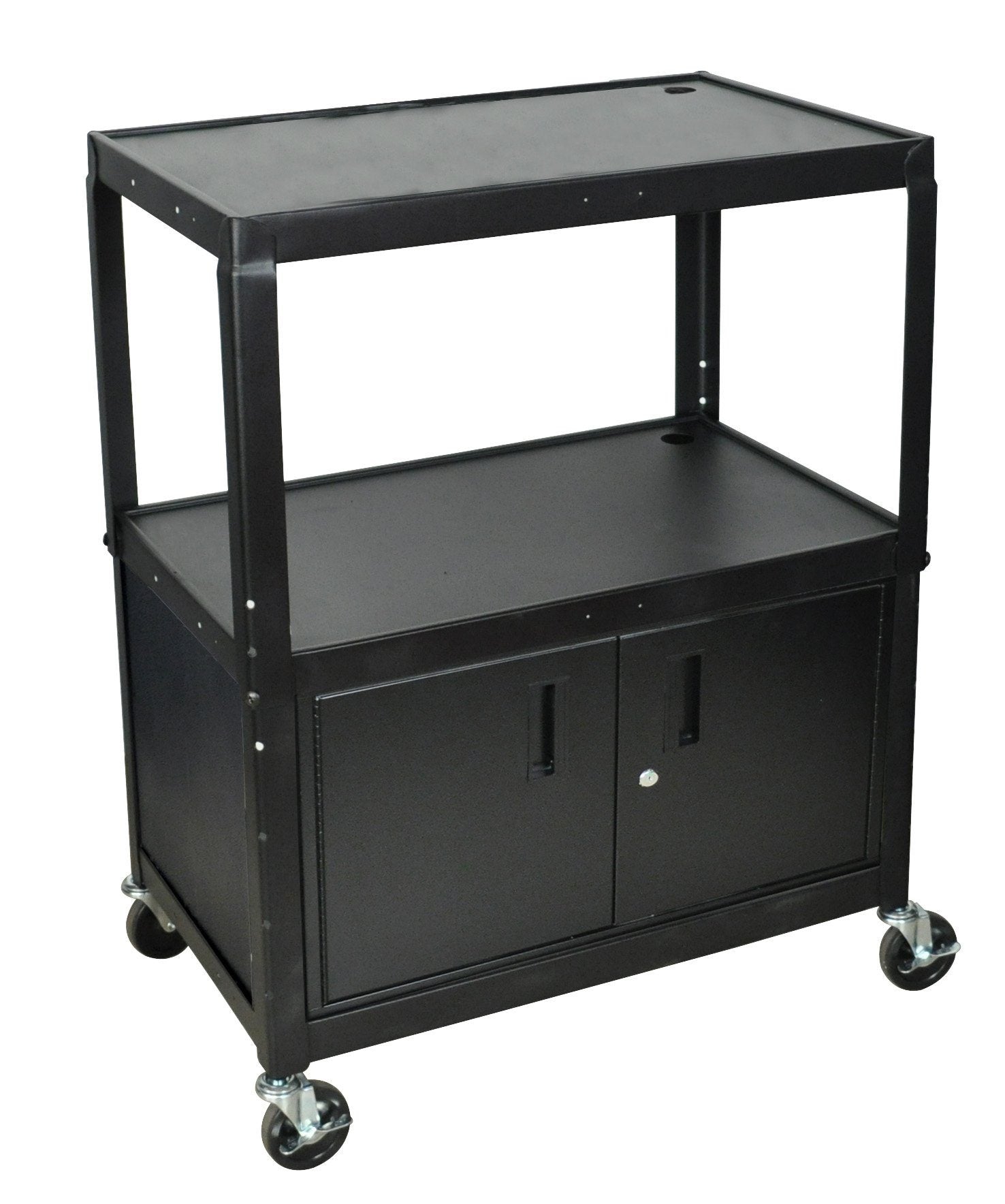 Luxor Extra Wide Steel Adjustable Height A/V Cart W/ Cabinet