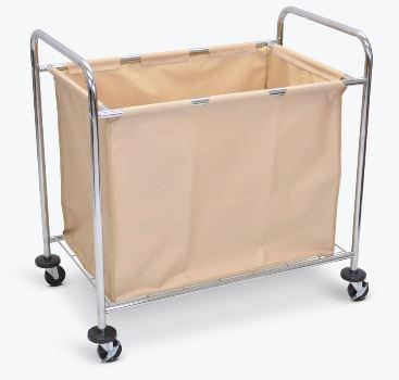 Luxor Laundry Cart W/ Steel Frame &amp; Tan Canvas Bag