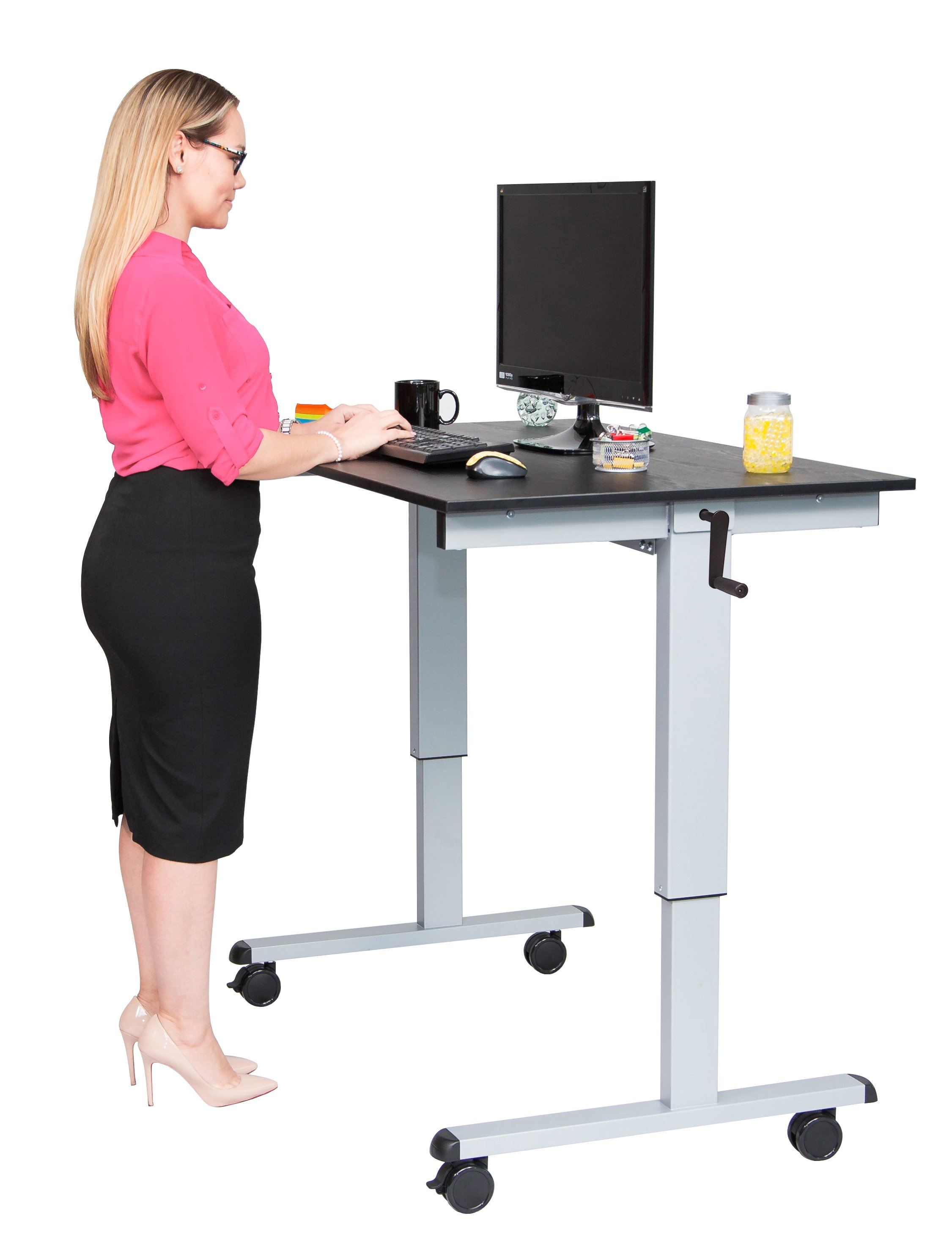 Luxor STANDCF48-AG/BO Crank Adjustable Stand Up Desk