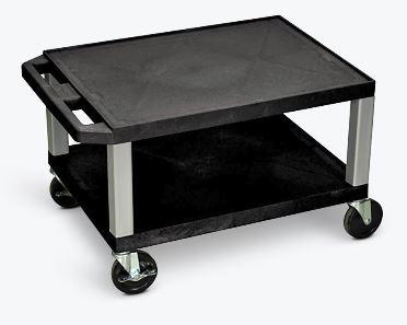 Luxor Tuffy Black 2 Shelf AV Cart W / Nickel Legs &amp; Electric