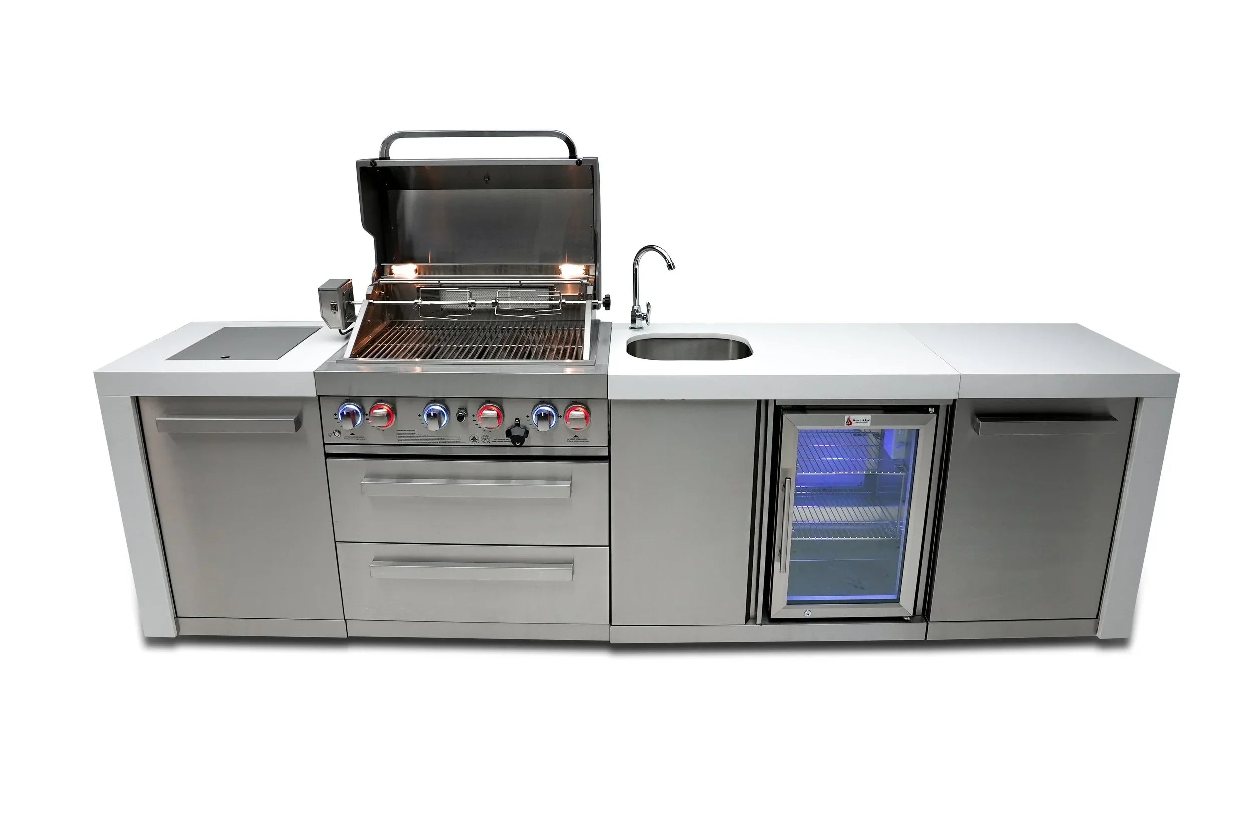 Mont Alpi Deluxe Series MAi400-DBEV - 10 Ft Propane Outdoor Kitchen Island w/ Beverage Center
