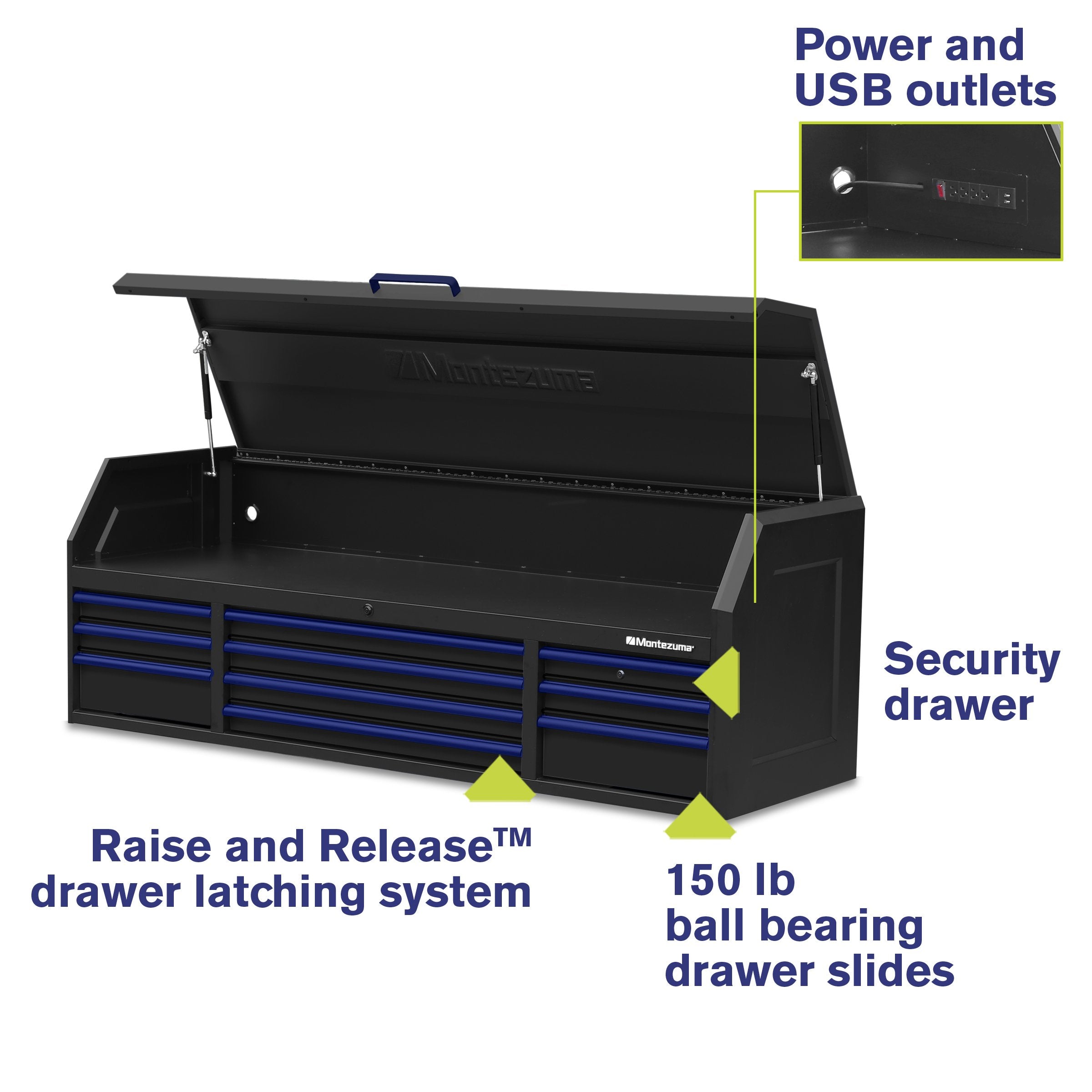 Montezuma 72 x 24 in. 10-Drawer Tool Chest - chest and 