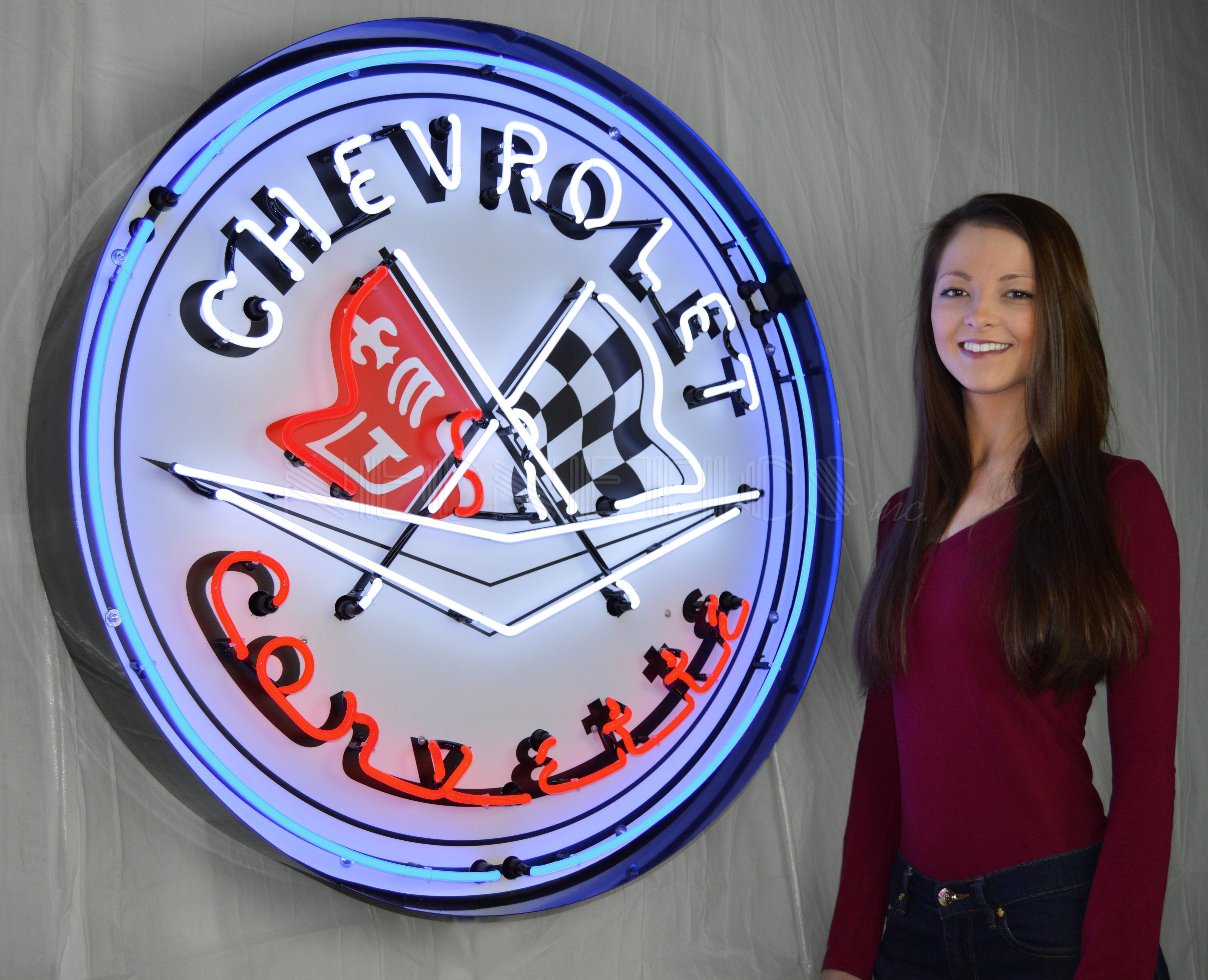 Neonetics Corvette Flags 36 Inch Neon Sign In Metal Can 9CORBL – Garage ...
