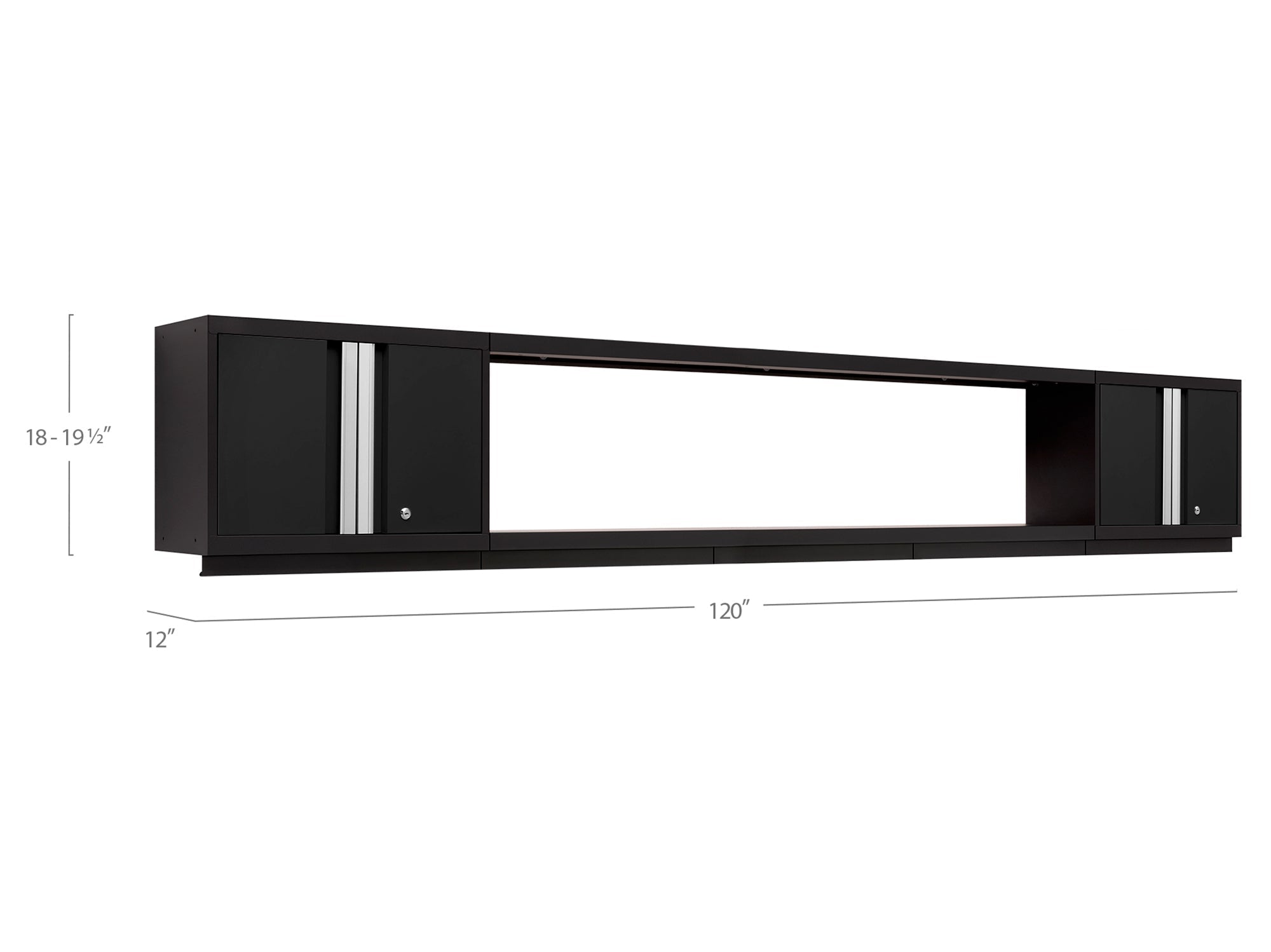 NewAge Bold Series 3 Piece Cabinet Set with Wall Cabinets and 72 in. Display Shelf Black - 63274
