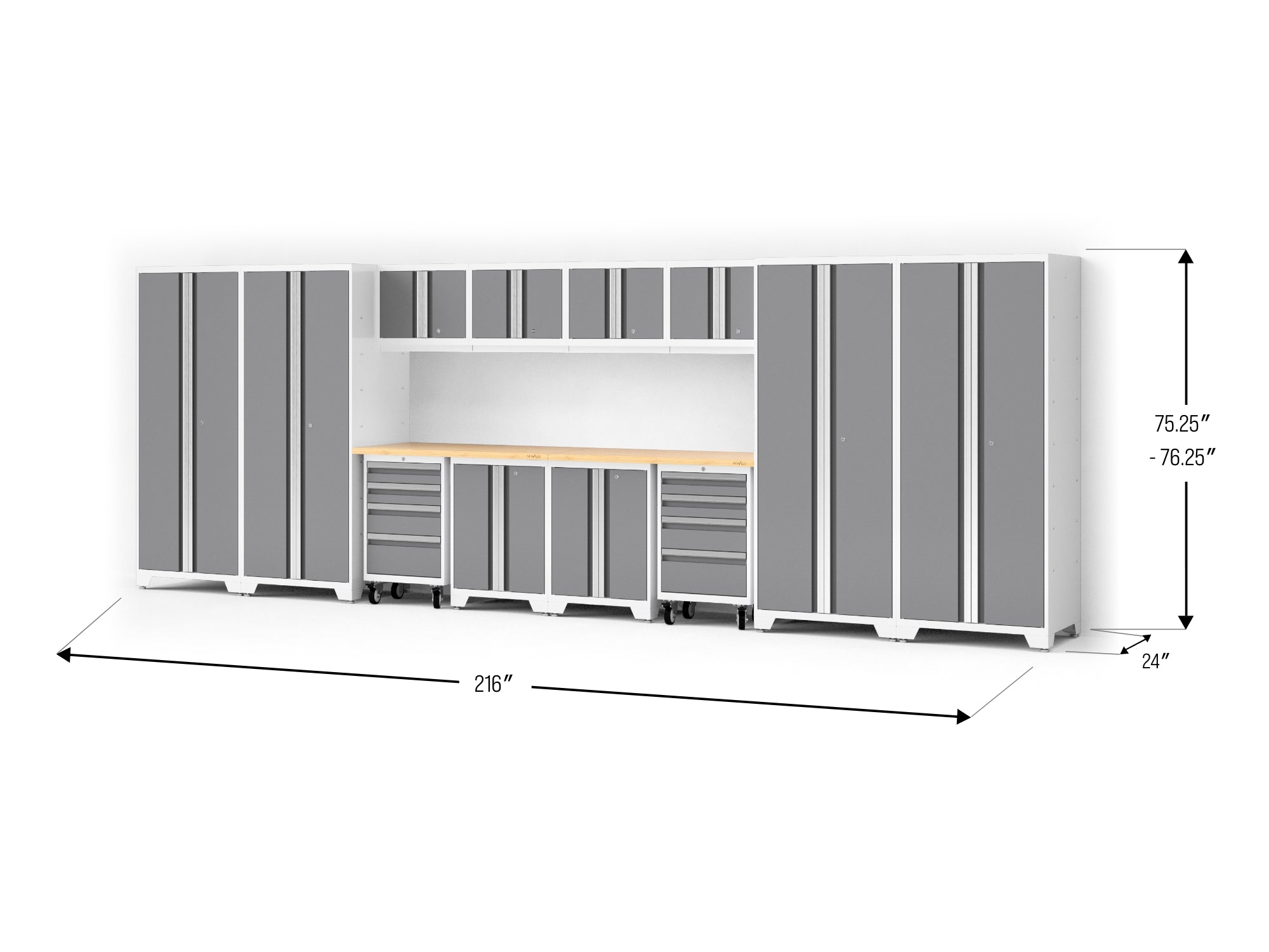 Bold XL 14-Piece Heavy-Duty Steel Garage Cabinet Set with Deep Storage