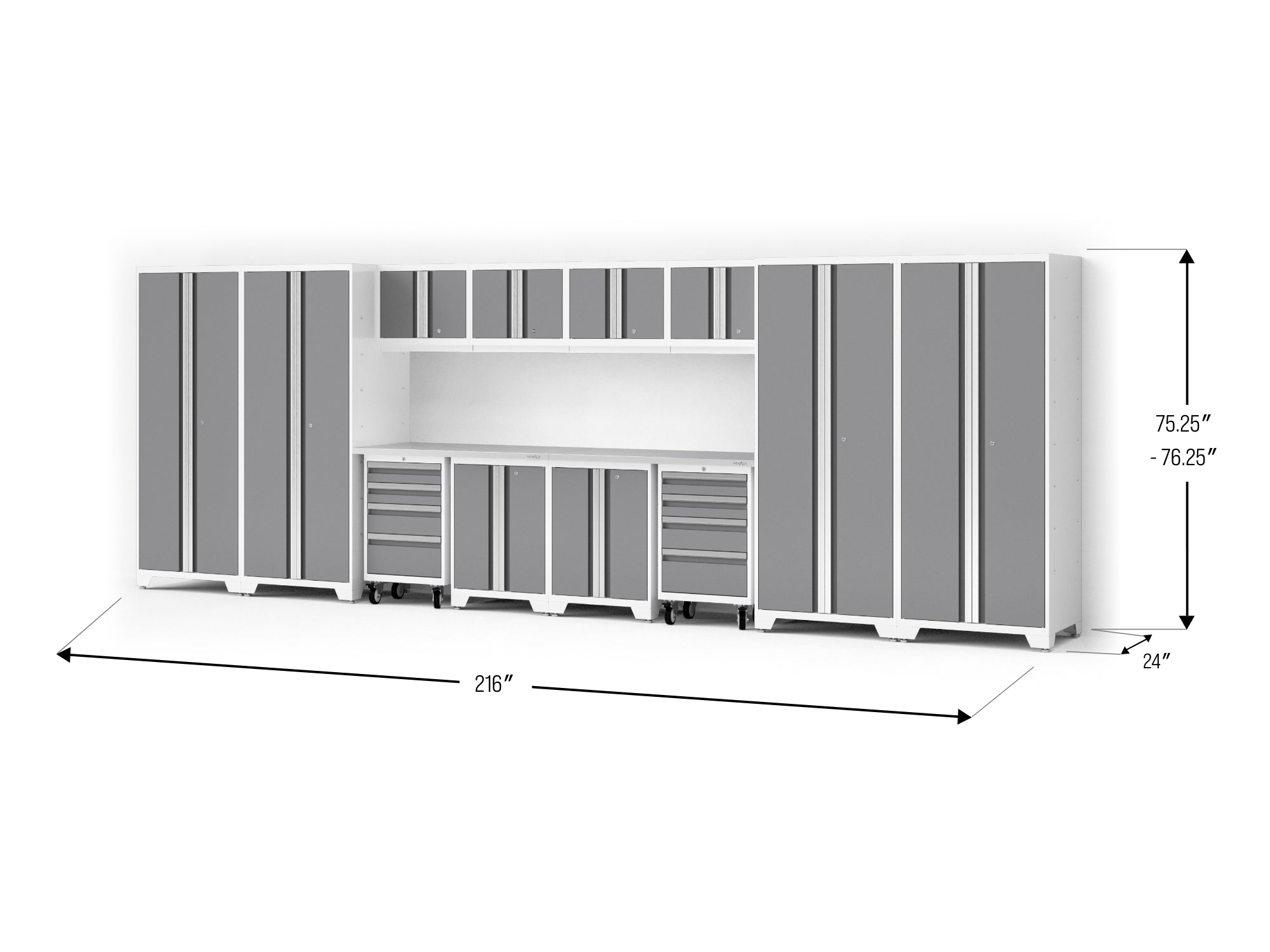 Bold XL 14-Piece Heavy-Duty Steel Garage Cabinet Set with Deep Storage