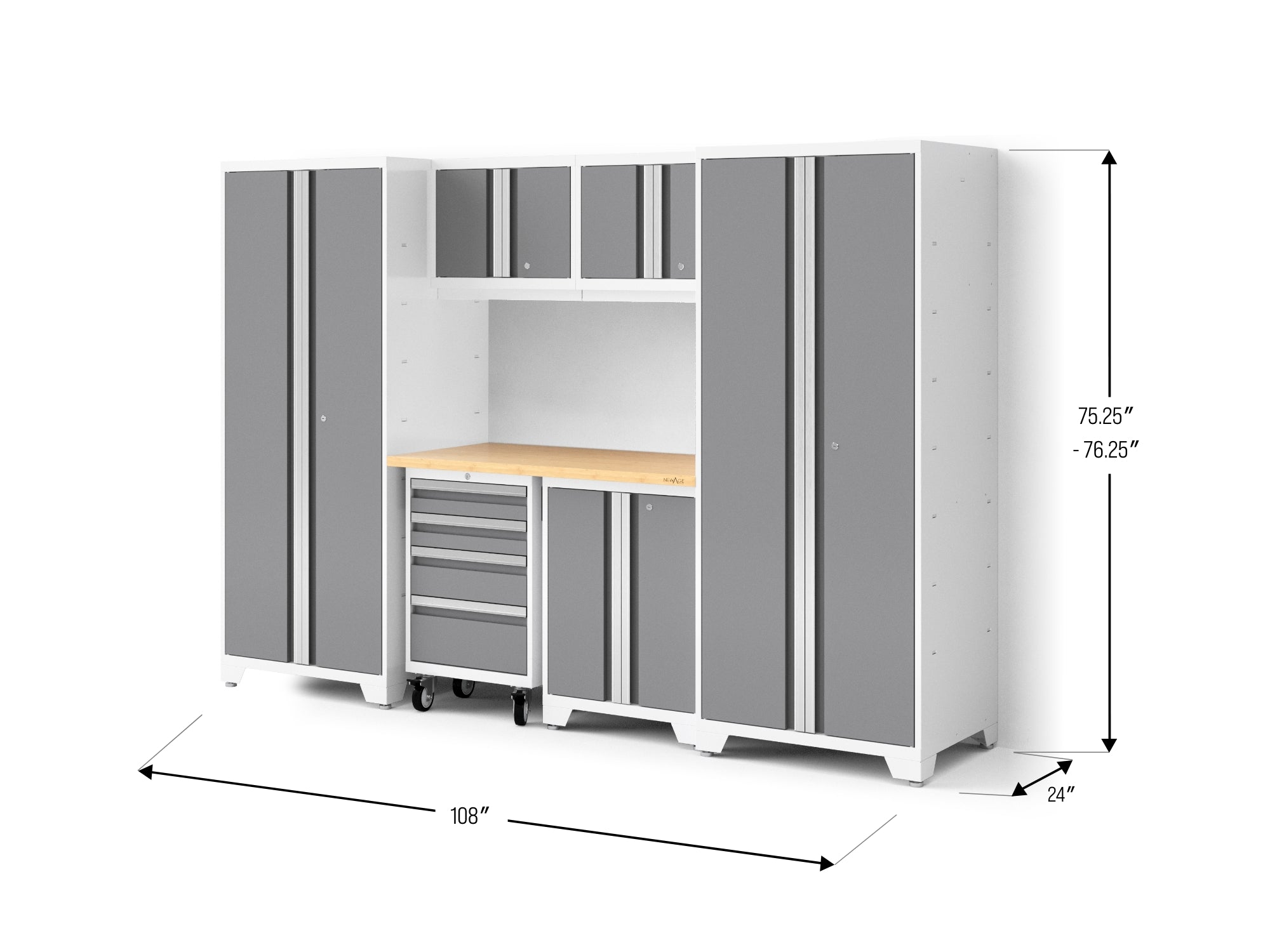 Bold XL 7-Piece Garage Cabinetry Set: Heavy-Duty 20-24 Gauge Steel, Fully Welded
