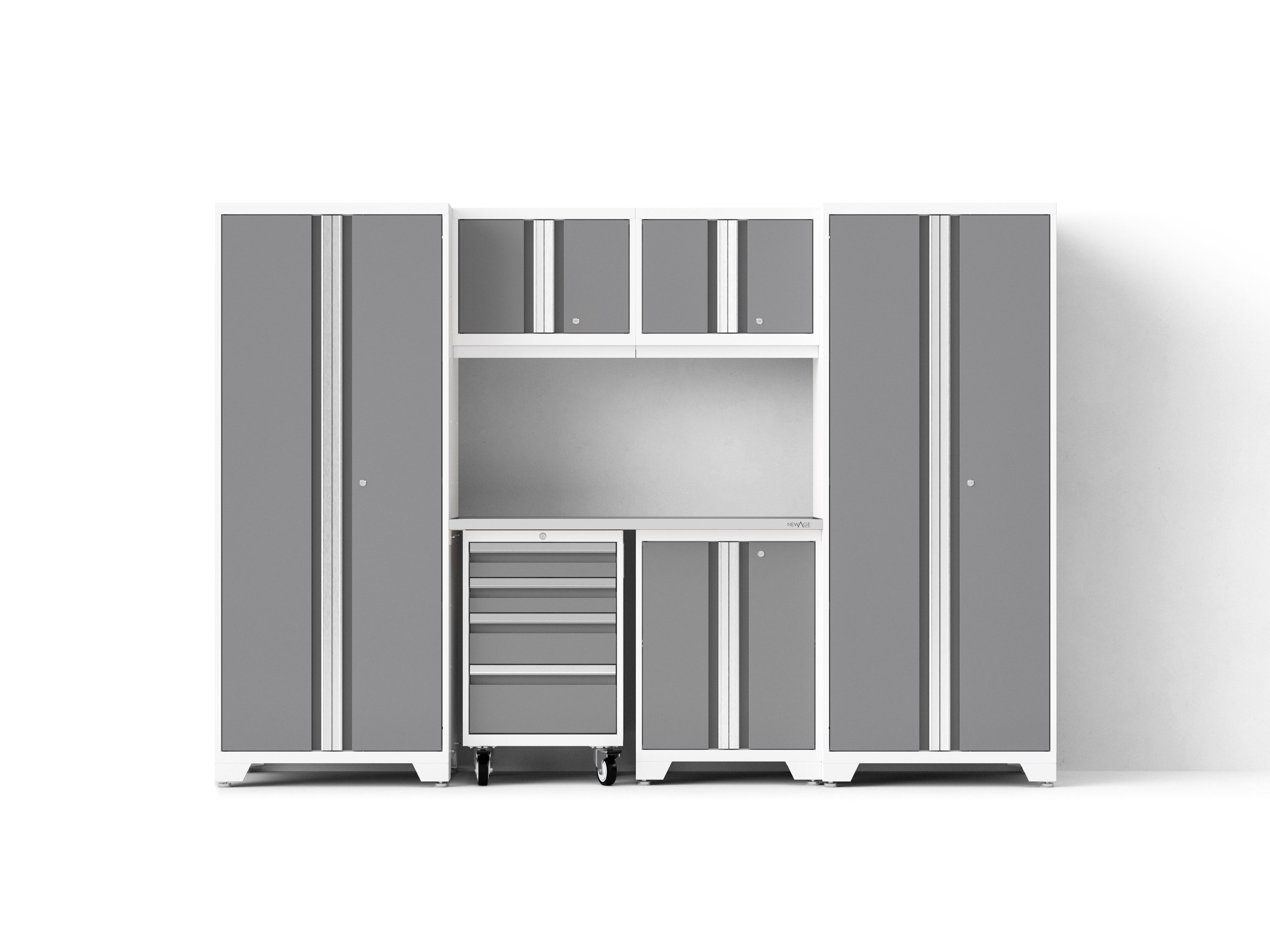 Bold XL 7-Piece Garage Cabinetry Set: Heavy-Duty 20-24 Gauge Steel, Fully Welded