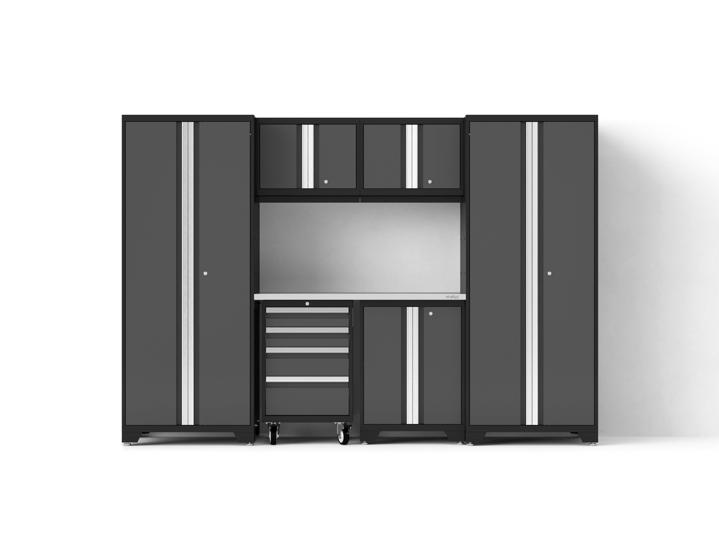Bold XL 7-Piece Garage Cabinetry Set: Heavy-Duty 20-24 Gauge Steel, Fully Welded