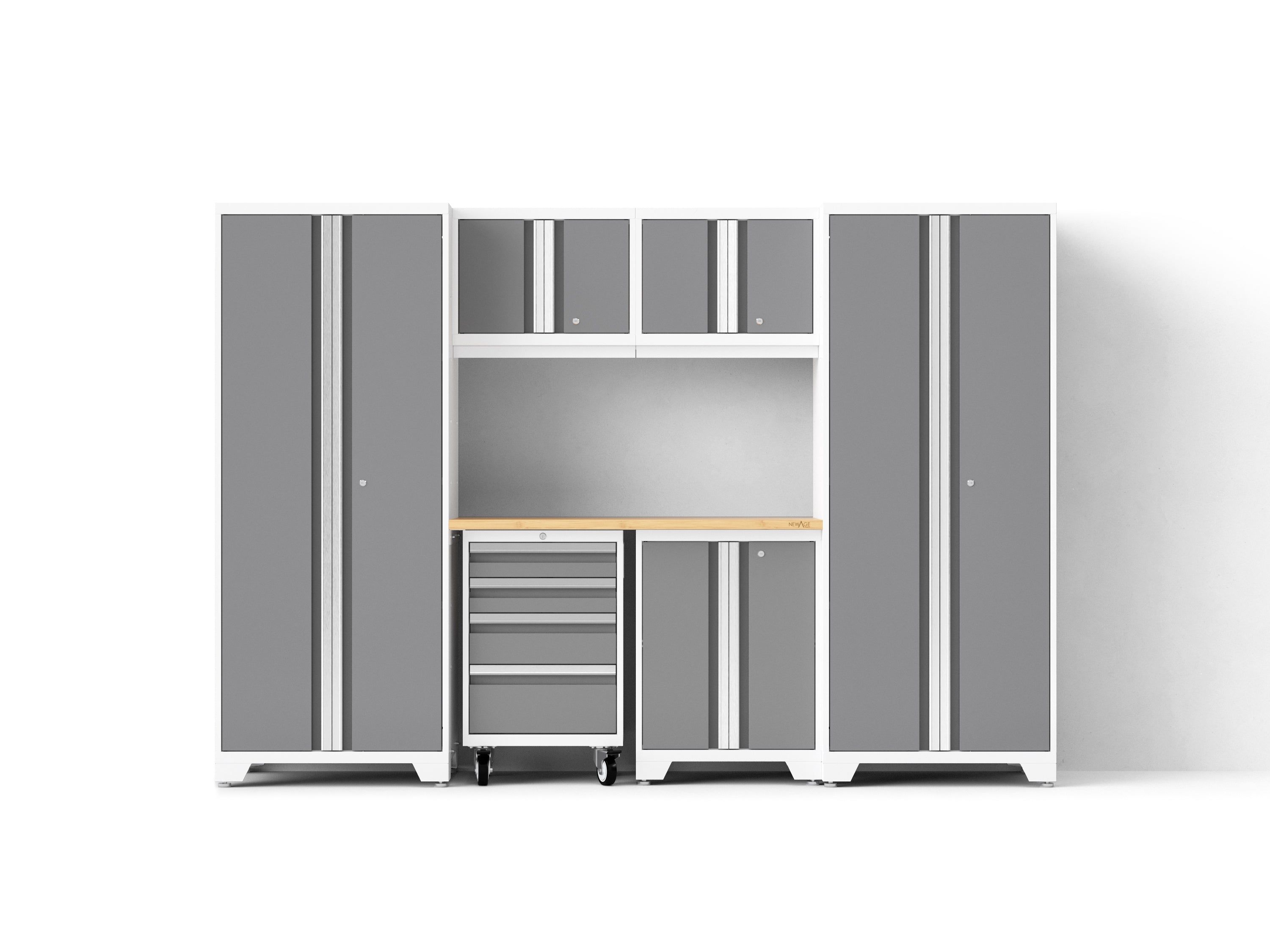Bold XL 7-Piece Garage Cabinetry Set: Heavy-Duty 20-24 Gauge Steel, Fully Welded