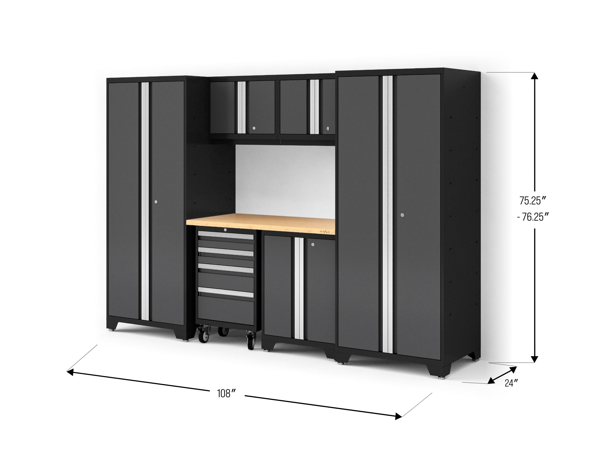 Bold XL 7-Piece Garage Cabinetry Set: Heavy-Duty 20-24 Gauge Steel, Fully Welded