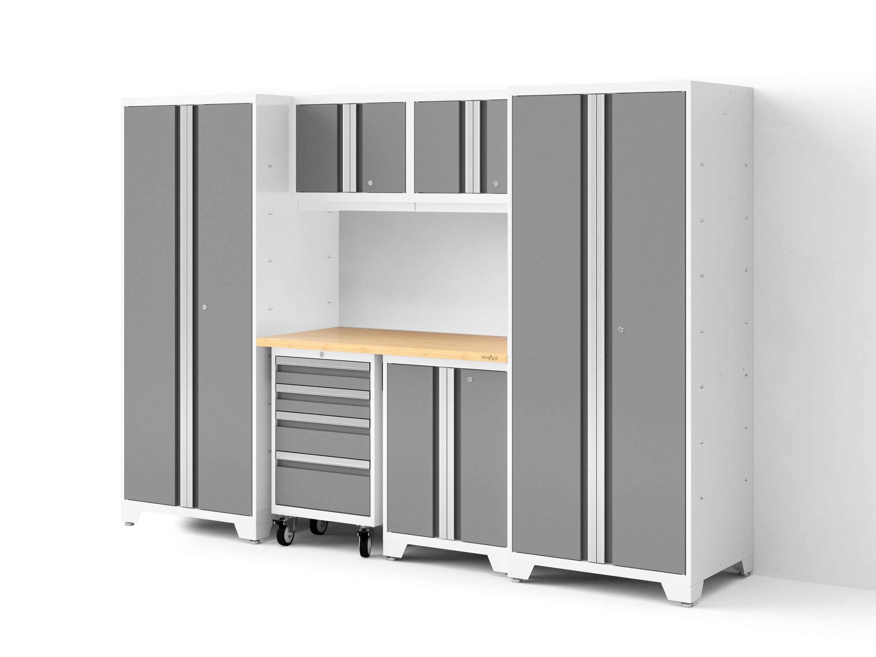 Bold XL 7-Piece Garage Cabinetry Set: Heavy-Duty 20-24 Gauge Steel, Fully Welded