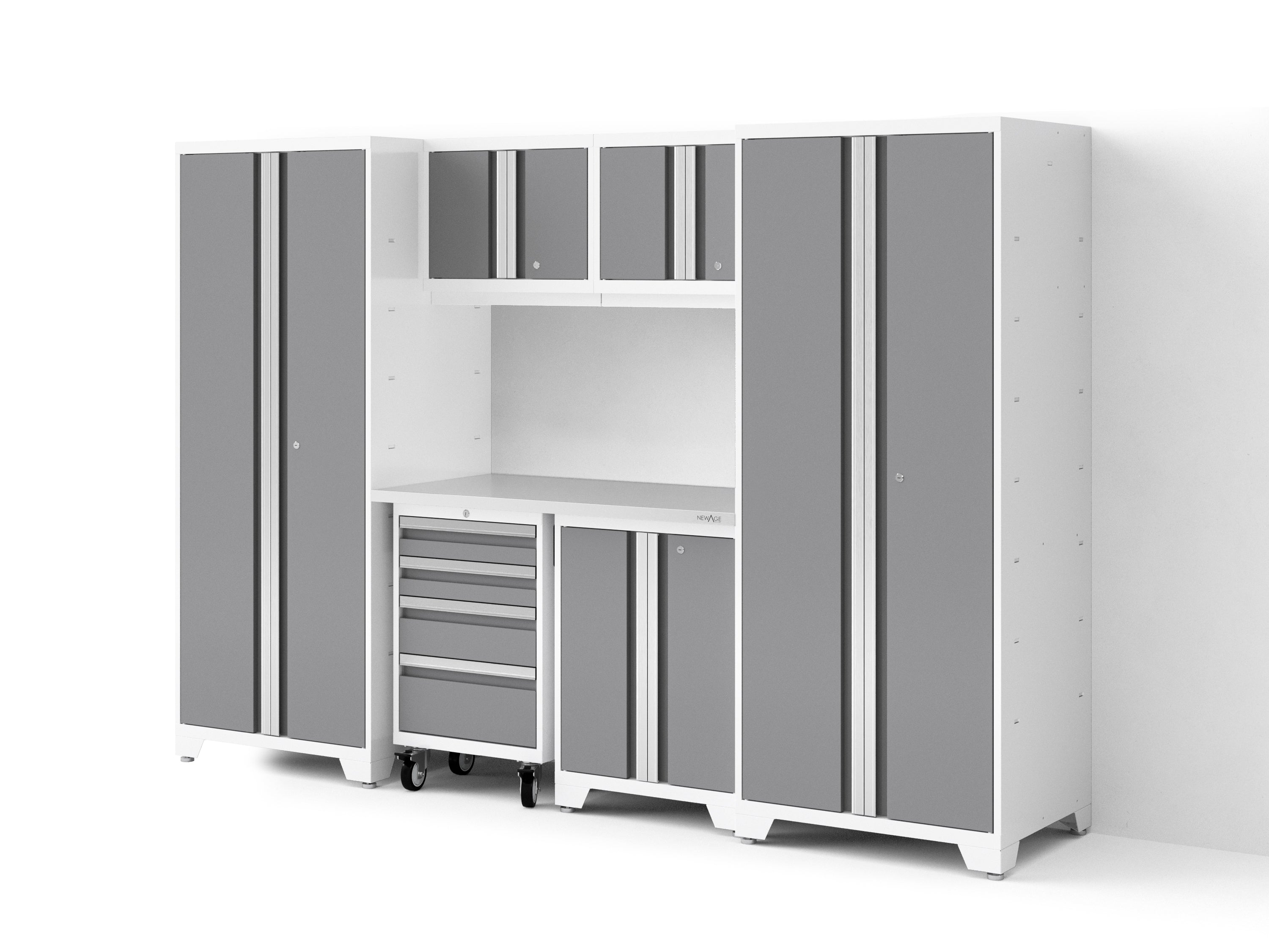 Bold XL 7-Piece Garage Cabinetry Set: Heavy-Duty 20-24 Gauge Steel, Fully Welded