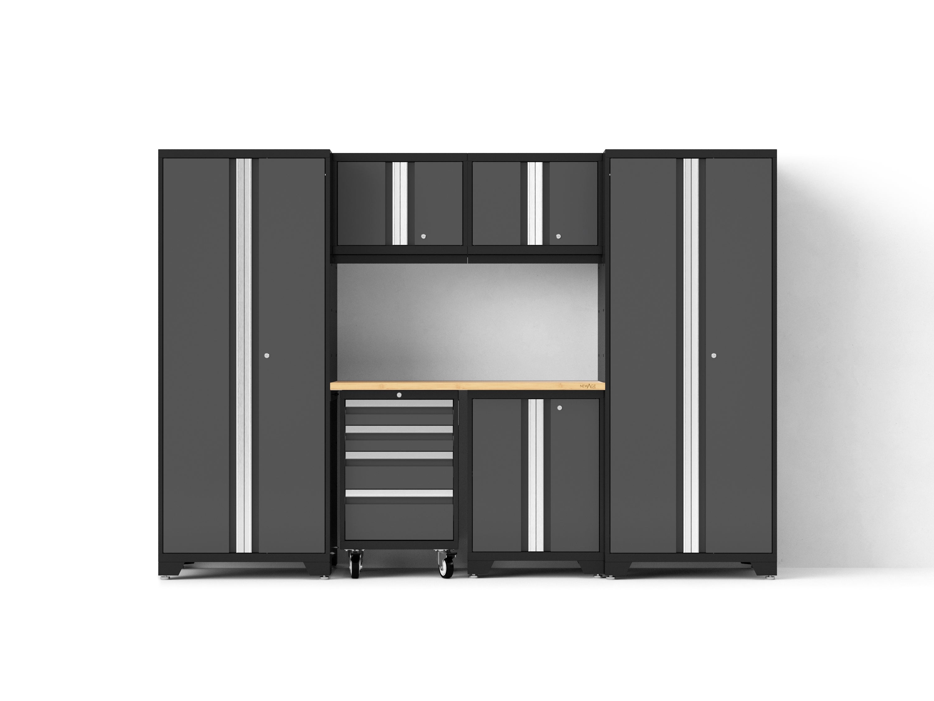 Newage Bold XL 7-Piece Garage Cabinetry Set: Heavy-Duty 20-24 Gauge Steel, Fully Welded