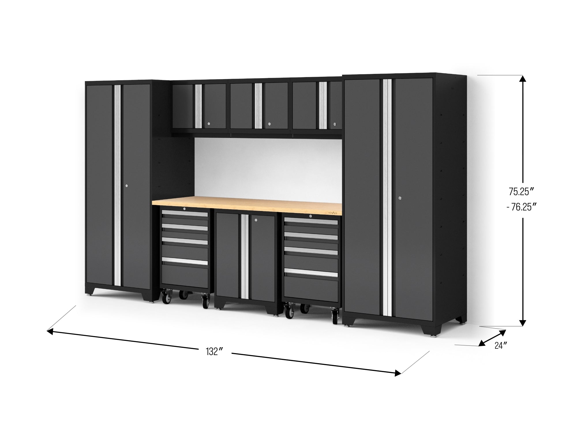 Bold XL 9-Piece Garage Cabinet Set Extra-Deep Steel Storage